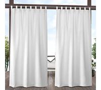 Exclusive Home Cabana Lot de 2 Rideaux Unis filtrant la lumière pour intérieur/extérieur avec languettes Auto-agrippantes, 137,2 x 243,8 cm, Blanc d'hiver