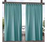 Exclusive Home Cabana Paire de Rideaux à Pattes Auto-agrippantes pour intérieur/extérieur filtrant la lumière Bleu Sarcelle 137,2 x 243,8 cm