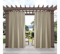 Exclusive Home Cabana Paire de Rideaux Solides filtrant la lumière avec languettes Auto-agrippantes pour intérieur/extérieur, 137,2 x 365,8 cm, Taupe