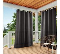 Exclusive Home Cabana Paire de Rideaux Unis à œillets filtrant la lumière pour intérieur/extérieur, 137,2 x 304,8 cm, Noir