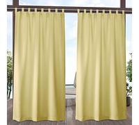Exclusive Home Cabana Paire de Rideaux Unis pour intérieur/extérieur filtrant la lumière avec languettes Auto-agrippantes, 137,2 x 243,8 cm, Robe d'été