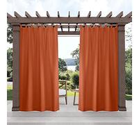Exclusive Home Cabana Solid Indoor/Outdoor Light Filtering Hook-and-Loop Tab Top Curtain Panel, 54"x96", Mecca Orange, Set of 2