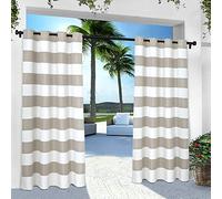Exclusive Home Cabana Stripe GT EH8002-06 2-96G Rideau de fenêtre à œillets pour intérieur/extérieur, Polyester, Gris foncé, W 54" x L 96" (2 Panels)
