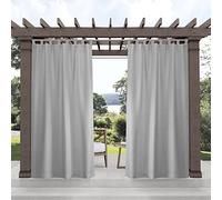 Exclusive Home Cabana VT Lot de 2 Panneaux de Rideaux Unis filtrant la lumière avec languettes Auto-agrippantes pour intérieur/extérieur, 137,2 x 274,3 cm, Gris Nuage