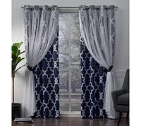 Exclusive Home Curtains Alegra Paire de Rideaux de fenêtre occultants et Transparents avec œillets, Polyester, Indigo, 96 x 52 x 0,2 cm
