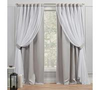 Exclusive Home Curtains Catarina Panneaux de Rideaux Unis superposés avec languettes cachées, 132,1 x 243,8 cm, Gris Nuage