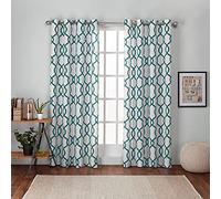 Exclusive Home Curtains Exclusif Maison Rideaux Cochin en Lin Dessus fenêtre Panneau de Rideau Paire, Polyester, Bleu Sarcelle, 54" x 96"