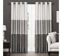 Exclusive Home Curtains Exclusif Maison Rideaux Exclusif Maison Chateau rayés Grommet Top fenêtre Panneau de Rideau Paire, Polyester, Noir Brillant, 54x108