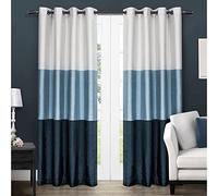 Exclusive Home Curtains Exclusif Maison Rideaux Exclusif Maison Chateau rayés Grommet Top fenêtre Panneau de Rideau Paire, Polyester, Indigo, 54x108