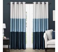 Exclusive Home Curtains Exclusif Maison Rideaux Exclusif Maison Chateau rayés Grommet Top fenêtre Panneau de Rideau Paire, Polyester, Indigo, 54x96