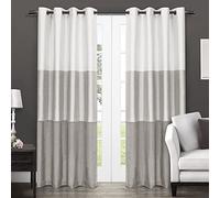 Exclusive Home Curtains Exclusif Maison Rideaux Exclusif Maison Chateau rayés Grommet Top fenêtre Panneau de Rideau Paire, Polyester, Gris Tourterelle, 54x108