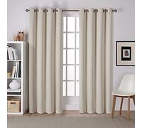Exclusive Home Curtains La Maison en Satin de Coton sergé Tissage isolée occultant Grommet Top Panneaux de Rideaux de fenêtre (Lot de 2), Polyester, Lin, 108 x 52 x 0.2 cm