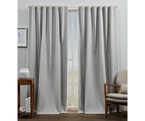 Exclusive Home Curtains Marabel Paire de Rideaux occultants doublés à Pattes cachées Gris/Blanc 137 x 238 cm