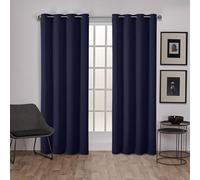 Exclusive Home Curtains Paire de Rideaux occultants à œillets tissés en Satin sergé avec œillets, 132,1 x 274,3 cm, Bleu Paon