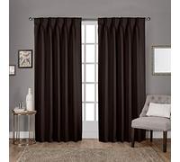 Exclusive Home Curtains Sateen Woven Blackout Pinch Pleat Top Panel Pair, Espresso, 30x108, 2 Piece