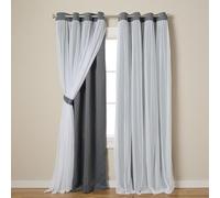 Exclusive Home Curtains Town & Country Luxe Catarina Paire de Rideaux de fenêtre Unis superposés et Transparents avec œillets, Polyester, Noir Brillant, 108 x 52 x 0,2 cm