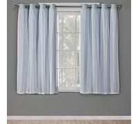 Exclusive Home Curtains Town & Country Luxe Catarina Paire de Rideaux occultants et Transparents à œillets, Polyester Tissu, Aqua, 52x63