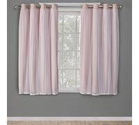 Exclusive Home Curtains Town & Country Luxe Catarina Paire de Rideaux occultants et Transparents à œillets, Polyester, Rose Blush, 52x63
