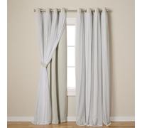 Exclusive Home Curtains Town & Country Luxe Catarina Paire de Rideaux occultants et Transparents superposés avec œillets, Polyester, Gris foncé, 108 x 52 x 0,2 cm