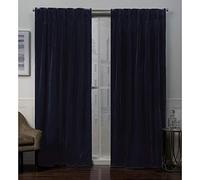 Exclusive Home Curtains Town & Country Luxe Paire de Rideaux en Velours avec Dessus plissé, Polyester, Bleu Marine, 27x96
