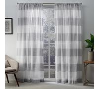 Exclusive Home Darma Linen Sheer Rod Pocket Window Curtain Pair, 54x96, Dove Grey, Set of 2 Rideaux Gris Tourterelle 137 x 243 cm, Polyester, W 50" x L 96" (2 Panels)