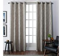Exclusive Home Finesse Imitation Lin Grommet Top fenêtre Panneaux de Rideaux 137,2 x 274,3 cm, Gris cendré, Lot de 2/Paire, Polyester, Naturel, 54" x 96"