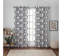 Exclusive Home Kochi Paire de Rideaux de fenêtre à œillets en Lin mélangé, Polyester, Indigo, W 52" x L 108" (2 Panels)