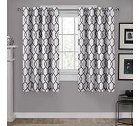 Exclusive Home Kochi Paire de Rideaux de fenêtre à œillets, Polyester, Noir Brillant, W 54" x L 63" (2 Panels)