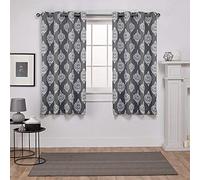 Exclusive Home Medallion Paire de Rideaux de fenêtre à œillets, Polyester, Noir Brillant, 52x63