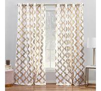 Exclusive Home Modo Paire de Rideaux à œillets géométriques métalliques 137,2 x 243,8 cm, Hiver/doré