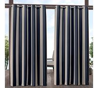 Exclusive Home Paire de Rideaux en Tissu, Bleu Marine/Sable, 137 x 274 cm