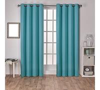 Exclusive Home Paire de Rideaux occultants tissés en Satin à œillets, Bleu Sarcelle, 132,1 x 213,4 cm, 2 pièces