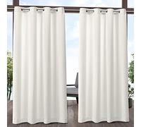 Exclusive Home Rideaux d'extérieur Bicolore texturés avec œillets en Haut, 100% Polyester, Tons Ivoire, 54x84