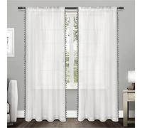 Exclusive Home Tassels EH8075-03 2-84R Panneau de Rideau de fenêtre texturé avec Bordure à Franges, Polyester, Noir Brillant, 54x84