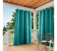 Exclusive Home Town & Country Basics Cabana Lot de 2 Rideaux à œillets pour intérieur et extérieur Bleu Sarcelle foncé 137,2 x 243,8 cm