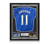 Exclusive Memorabilia Maillot de Chelsea signé par Didier Drogba. Cadre de qualité supérieure.