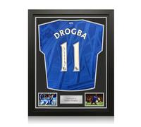 Exclusive Memorabilia Maillot de Chelsea signé par Didier Drogba. Encadré.