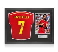 Exclusive Memorabilia Maillot de l'Espagne 2013-2015 dédicacé par David Villa. Cadre Icon.