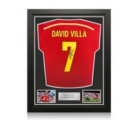 Exclusive Memorabilia Maillot de l'Espagne 2013-2015 signé par David Villa. Encadré.