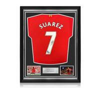 Exclusive Memorabilia Maillot de Liverpool 2012-13 signé par Luis Suarez. Encadrement de qualité supérieure.