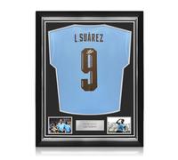 Exclusive Memorabilia Maillot de l'Uruguay signé par Luis Suarez. Cadre de qualité supérieure