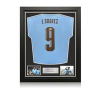 Exclusive Memorabilia Maillot de l'Uruguay signé par Luis Suarez. Encadré.