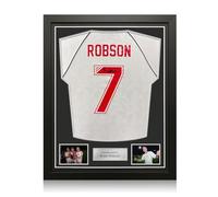 Exclusive Memorabilia Maillot de Manchester United de 1991 signé par Bryan Robson. Encadré.