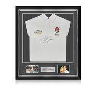 Exclusive Memorabilia Maillot de Rugby signé par Martin Johnson. Cadre de Luxe