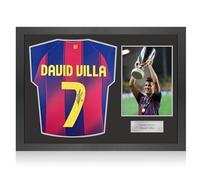 Exclusive Memorabilia Maillot du FC Barcelone signé par David Villa. Cadre Icon