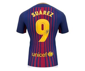 Exclusive Memorabilia Maillot du FC Barcelone signé par Luis Suarez : Impression pour Les Fans