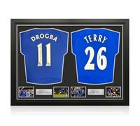 Exclusive Memorabilia Maillots de Chelsea signés par Didier Drogba et John Terry. Encadrés.