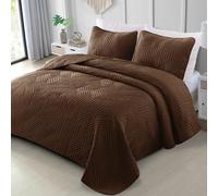 Exclusivo Mezcla Couvre-Lit Quilt Matelassé, 260x280 cm, Marron | Dessus de lit moderne géométrique, léger, doux, confortable en toutes saisons, 2 personnes (1 couette et 2 taies d'oreiller)
