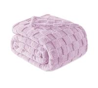 Exclusivo Mezcla Plaid Couverture à Carreaux, 150 x 200 CM, Lilas | Plaid gaufré à texture damier en relief sur teinte unie, doux et chaud, douillet et moelleux, idéal pour canapé, lit, voyage