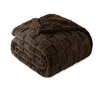 Exclusivo Mezcla Plaid Couverture à Carreaux, 150 x 200 CM, Marron | Plaid gaufré à texture damier en relief sur teinte unie, doux et chaud, douillet et moelleux, idéal pour canapé, lit, voyage